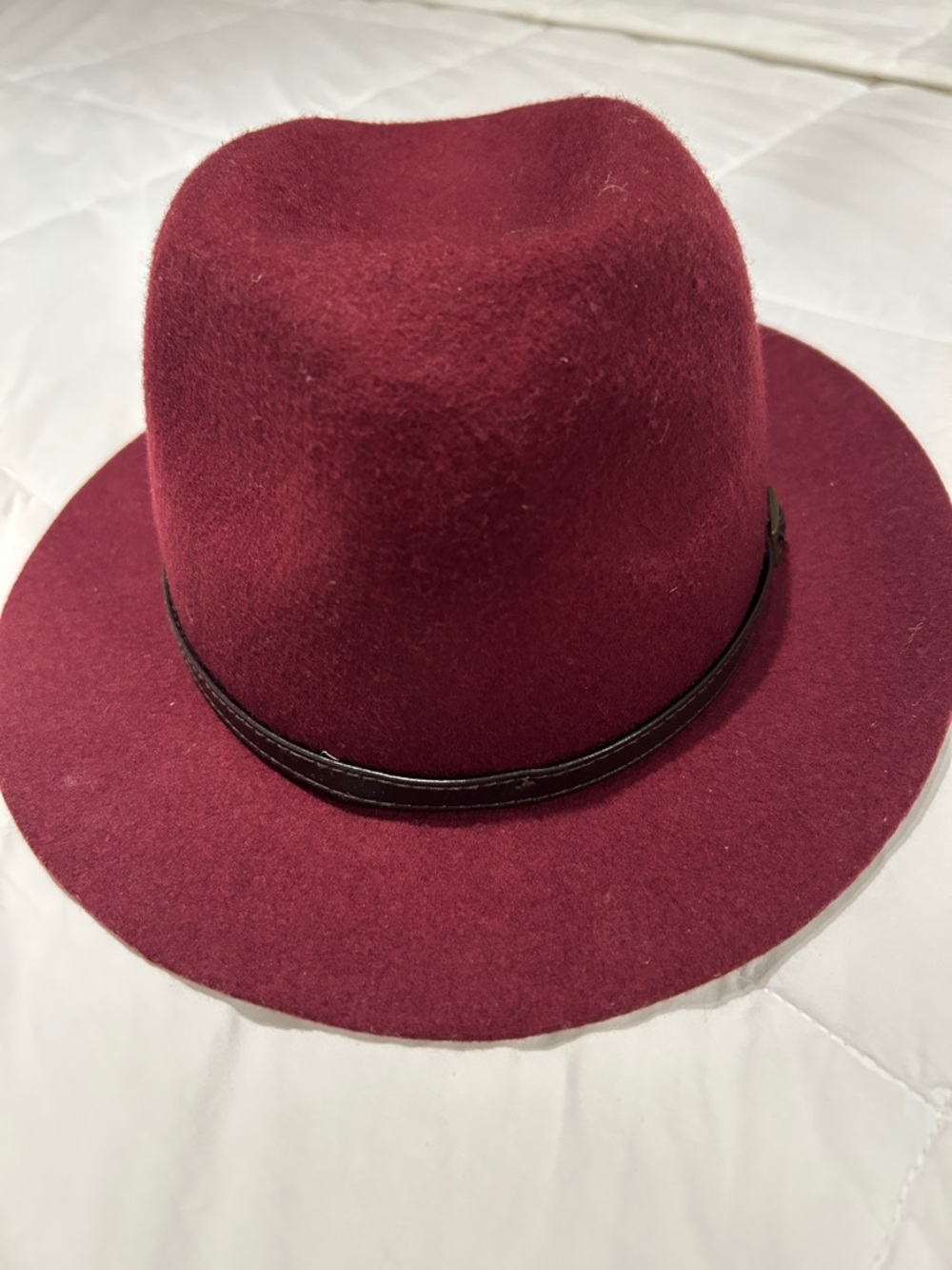 Burgundy Wool Fedora with Black Band